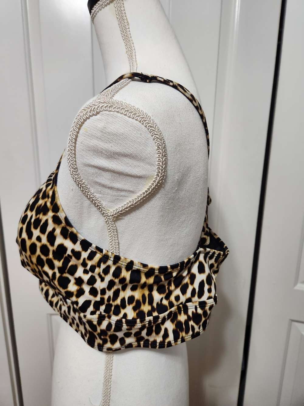 Torrid Leopard Print Crisscross Bikini Top - Beige/Black - Picture 3 of 5